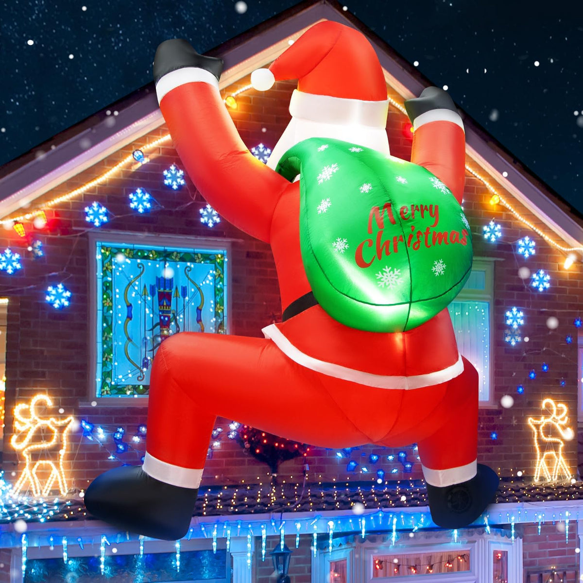 6 ft Hanging Climbing Santa Christmas Inflatable, LED