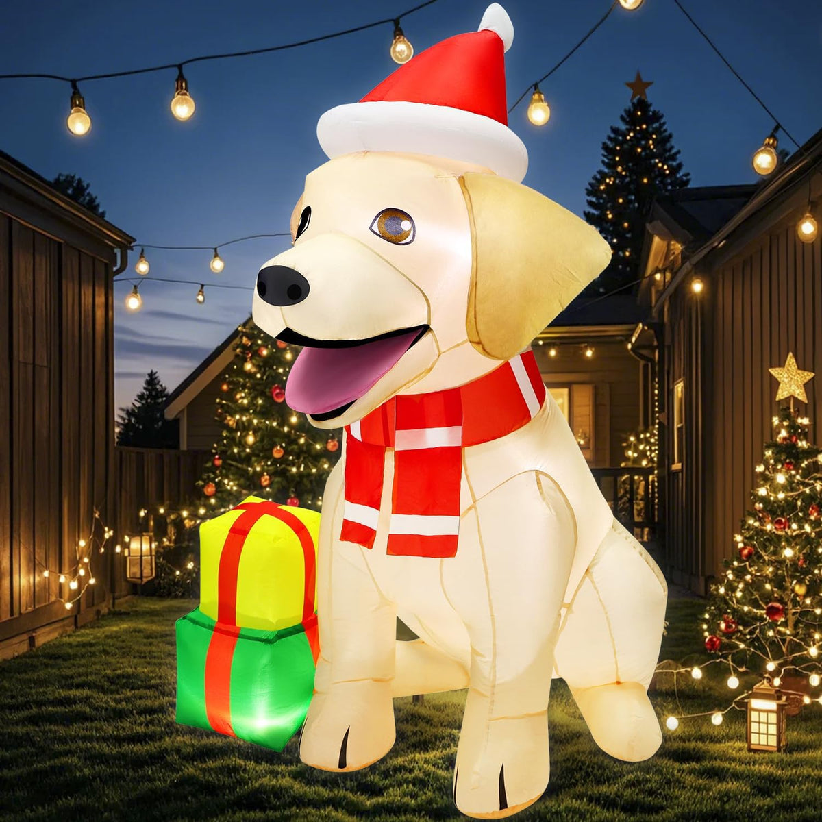 5 ft Christmas Lab Dog Inflatable with LED Lights