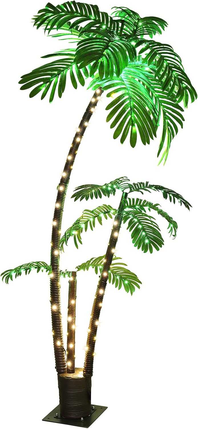 Lighted Palm Tree Christmas Patio Decor