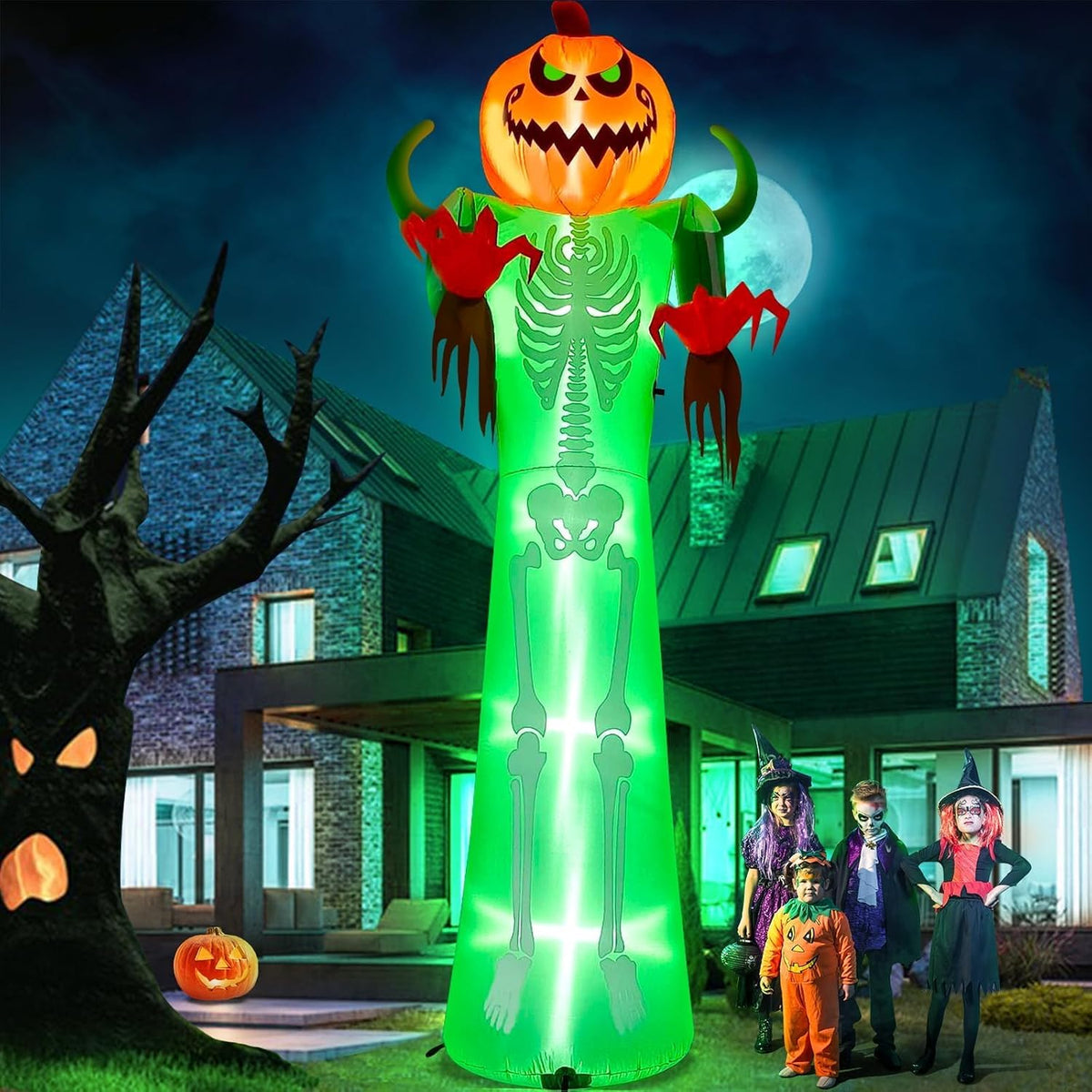 12 ft Pumpkin Skeleton Man Halloween Inflatable