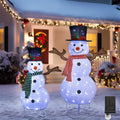 Set of 2 Lighted Collapsible Snowmen, 3.5 and 2.3 ft