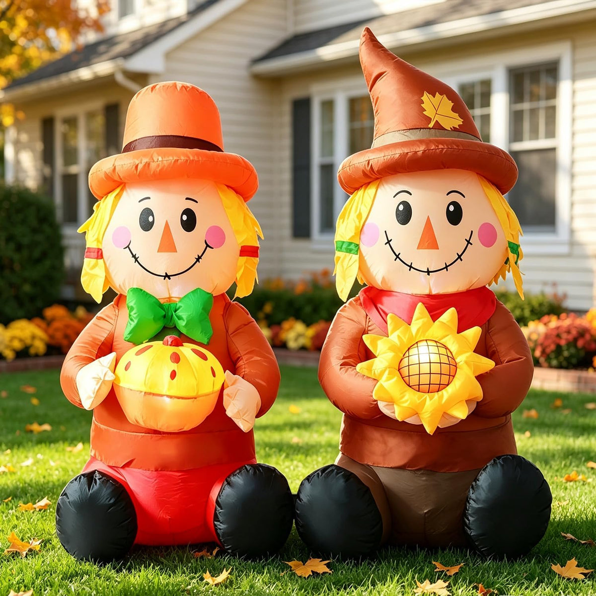 4.3 ft Fall Scarecrow Thanksgiving Inflatable with LED Lights