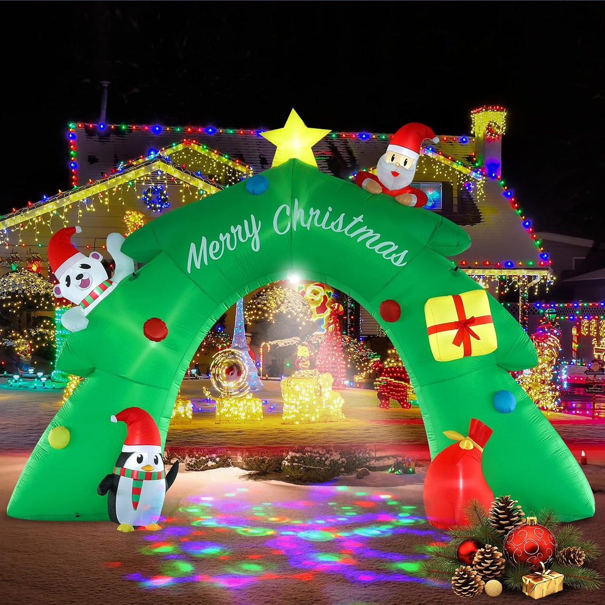 16 ft Christmas Tree Arch Inflatable with Kaleidoscope Lights