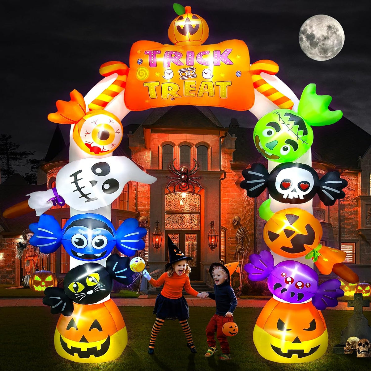 10 ft Candy Ghost Halloween Archway Inflatable