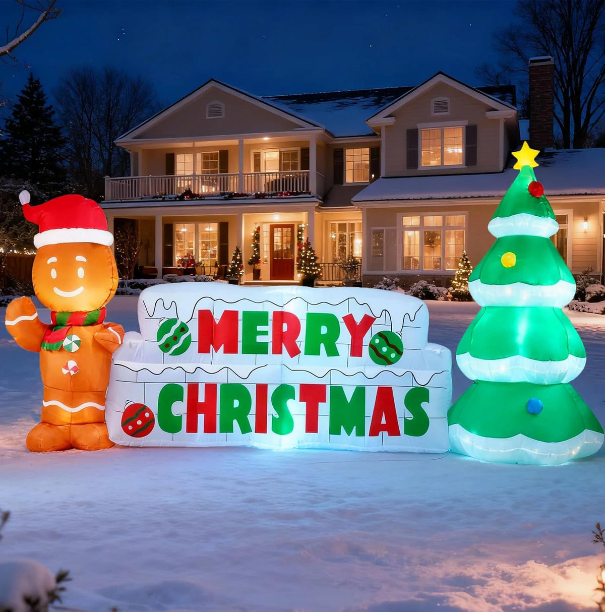10 ft Gingerbread Man and Tree Christmas Inflatable