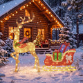 43 in Lighted Reindeer Pulling Gift Sled Christmas Decor