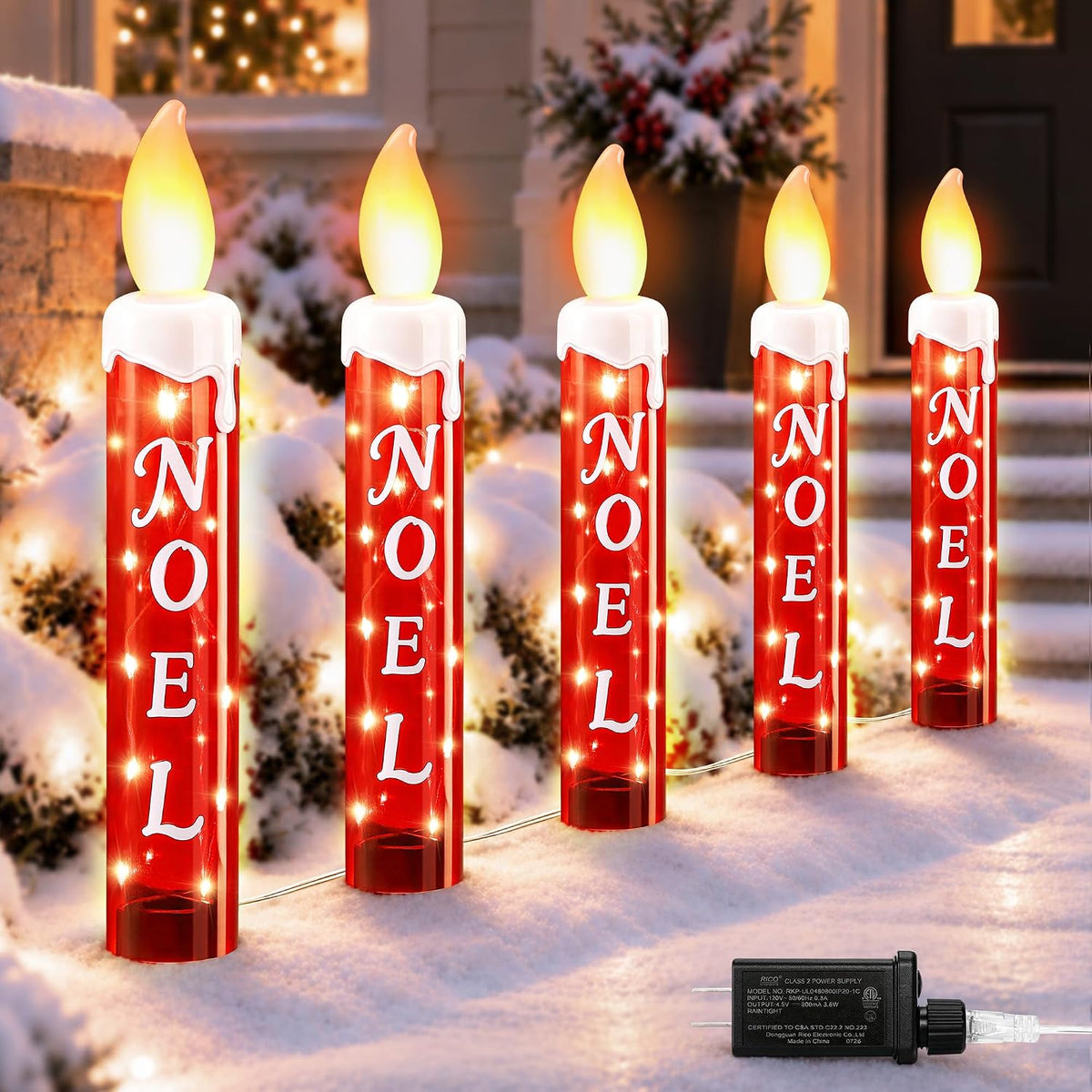 5-Pack 23 in Noel Christmas Candle Stake Lights