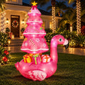 7 ft Pink Flamingo Christmas Inflatable with LED Lights