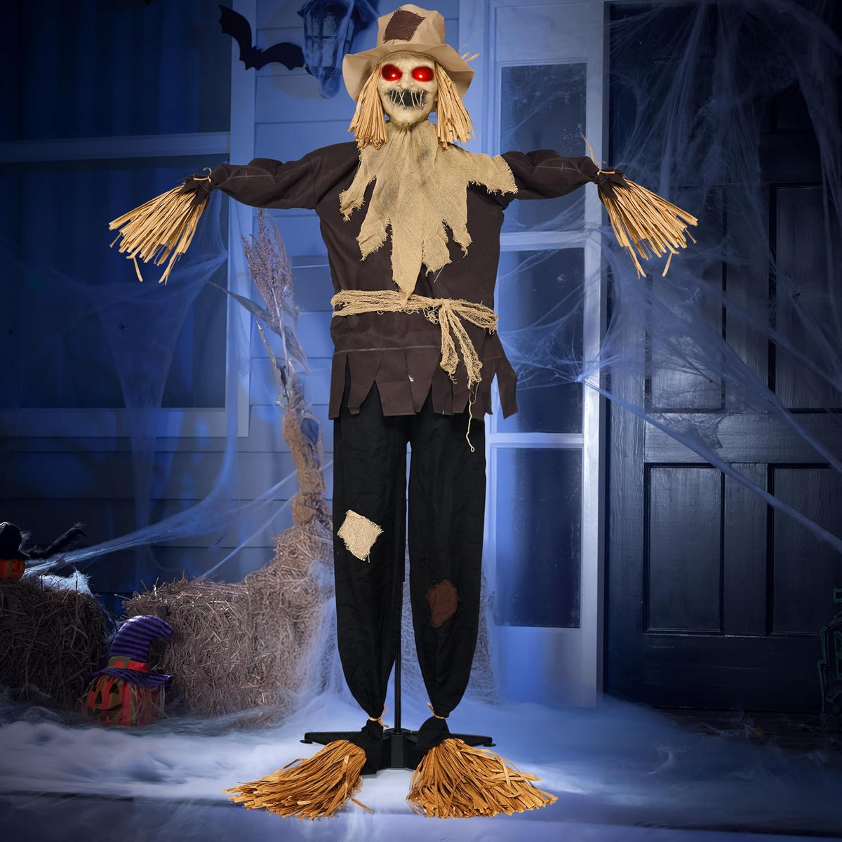 Animated Halloween Scarecrow Ghost Prop with Light and Sound