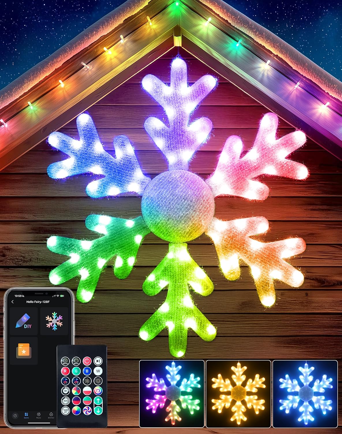 32 in Smart LED Snowflake Window Light, App Control
